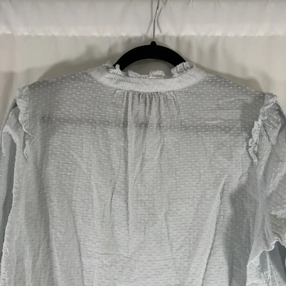 J Crew Blouse Women's Small Light Blue V-Neck Long Sleeve Textured Pullover
